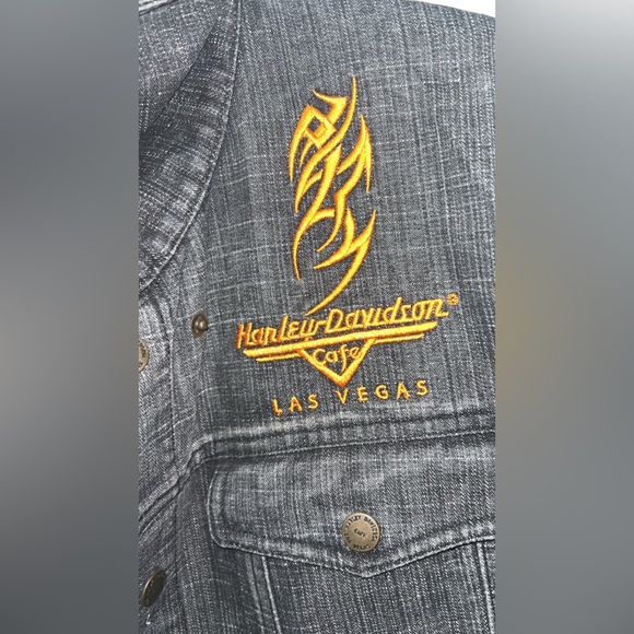 Harley Davidson Las Vegas denim jacket with orange lining - Picture 3 of 7